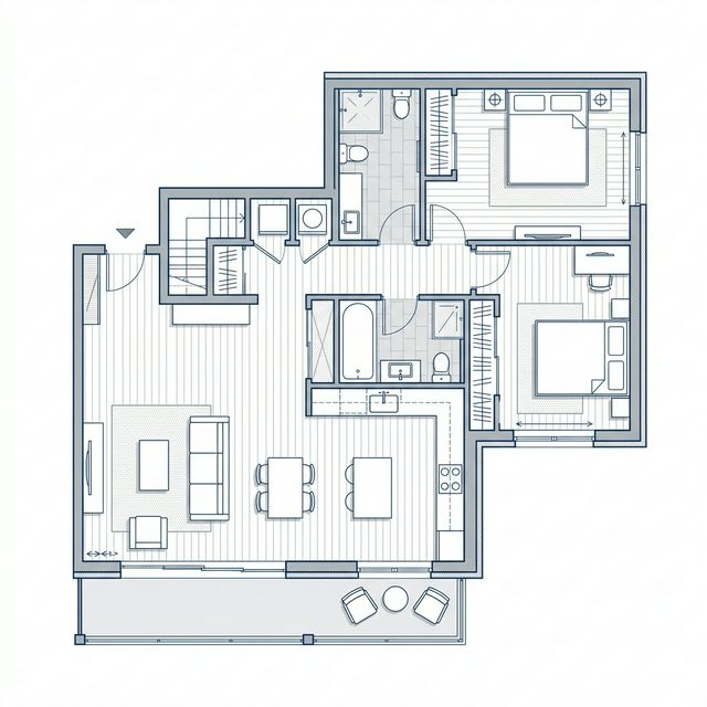 Planta humanizada do apartamento de 2 quartos do Guima Residencial Botafogo